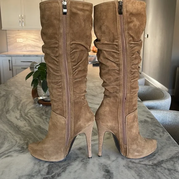 Luichiny ruched suede knee platform boots US 7 - Picture 4 of 12